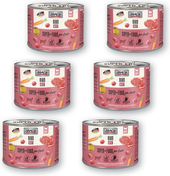 MAC’s Kattenvoer Natvoer Blik 70 % Rundvlees 6 x 200g
