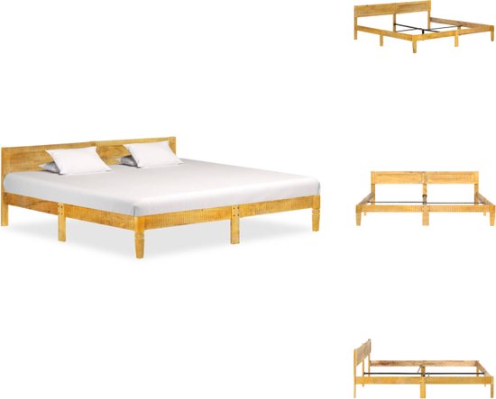 vidaXL Mangohouten Bedframe - Massief - 205 x 205 x 73 cm - 200 x 200 cm matras - Bed