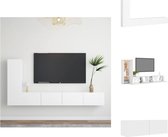 vidaXL Tv-meubelset - wit - spaanplaat - 30.5 x 30 x 110 cm / 100 x 30 x 30 cm - wandbevestiging - Kast
