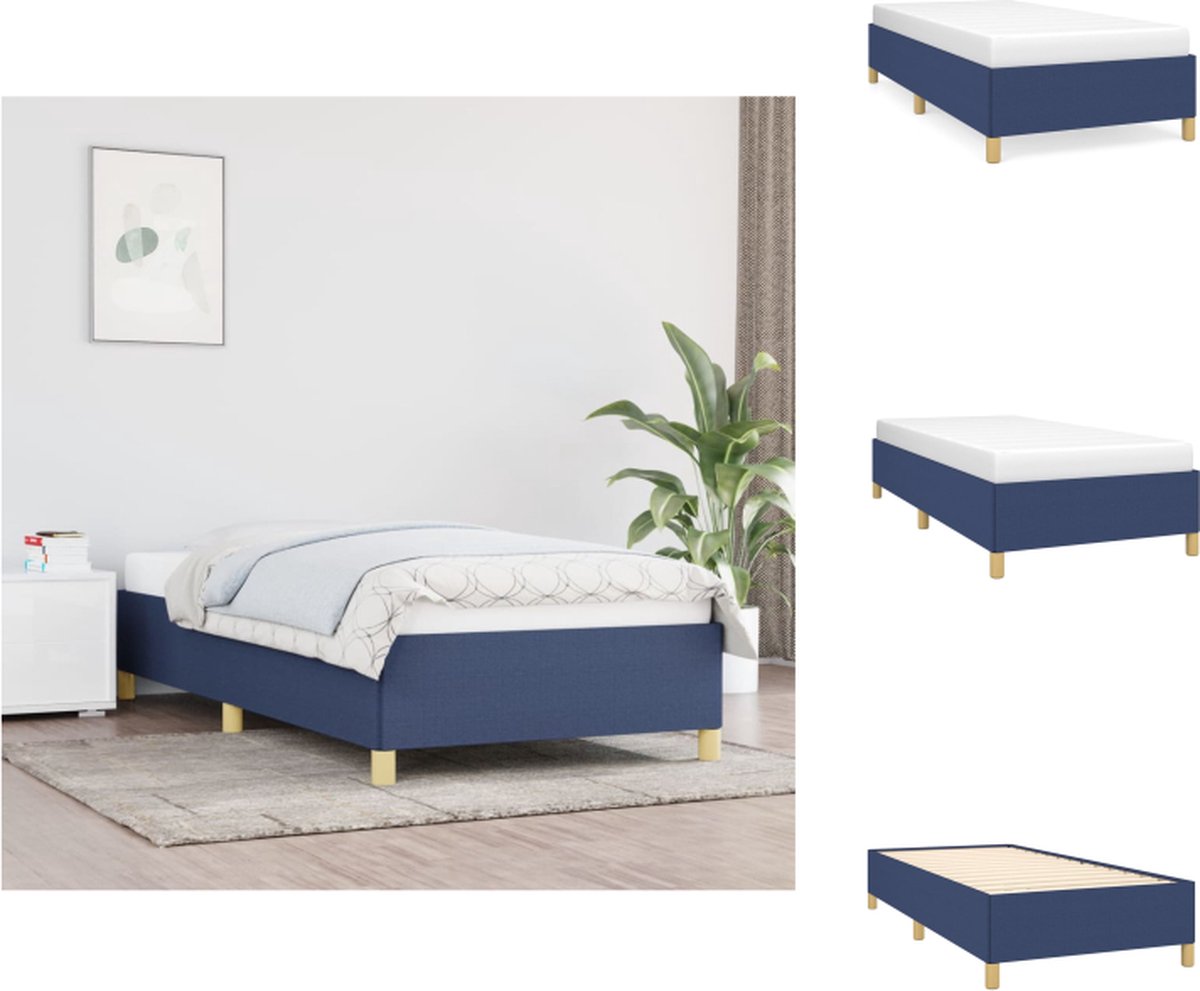 VidaXL Bedframe blauw 193 x 93 x 35 cm stof multiplex geschikt voor 90 x 190 cm matras Bed