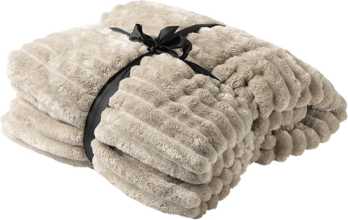 Dutch Decor - Plaid 150x200 cm - RICKY - superzacht, extra dik, warm, donzig, flannel fleece – zand/beige
