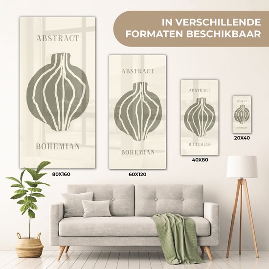 MuchoWow® Peinture sur verre 40x80 cm - Peinture sur verre acrylique - Boho - Vert - Abstrait - Photo sur verre - Peintures