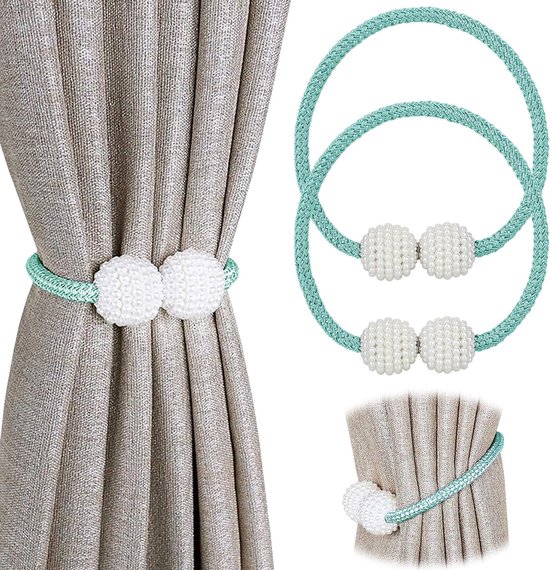 Cordon de rideau magnétique (2 pièces), supports de rideaux, supports de perles élégants, clips de rideaux avec aimant puissant pour textiles de maison