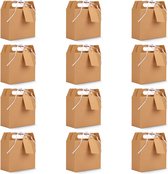 Belle Vous Bruin Hobby Feest Snoep Geschenk Doosjes met Labels (20 Pak) - 16 x 14,7 x 6,5cm – Blanke Loot Goodiebags Voor Kinderverjaardagen, Voedsel, Babyshower en Huwelijken