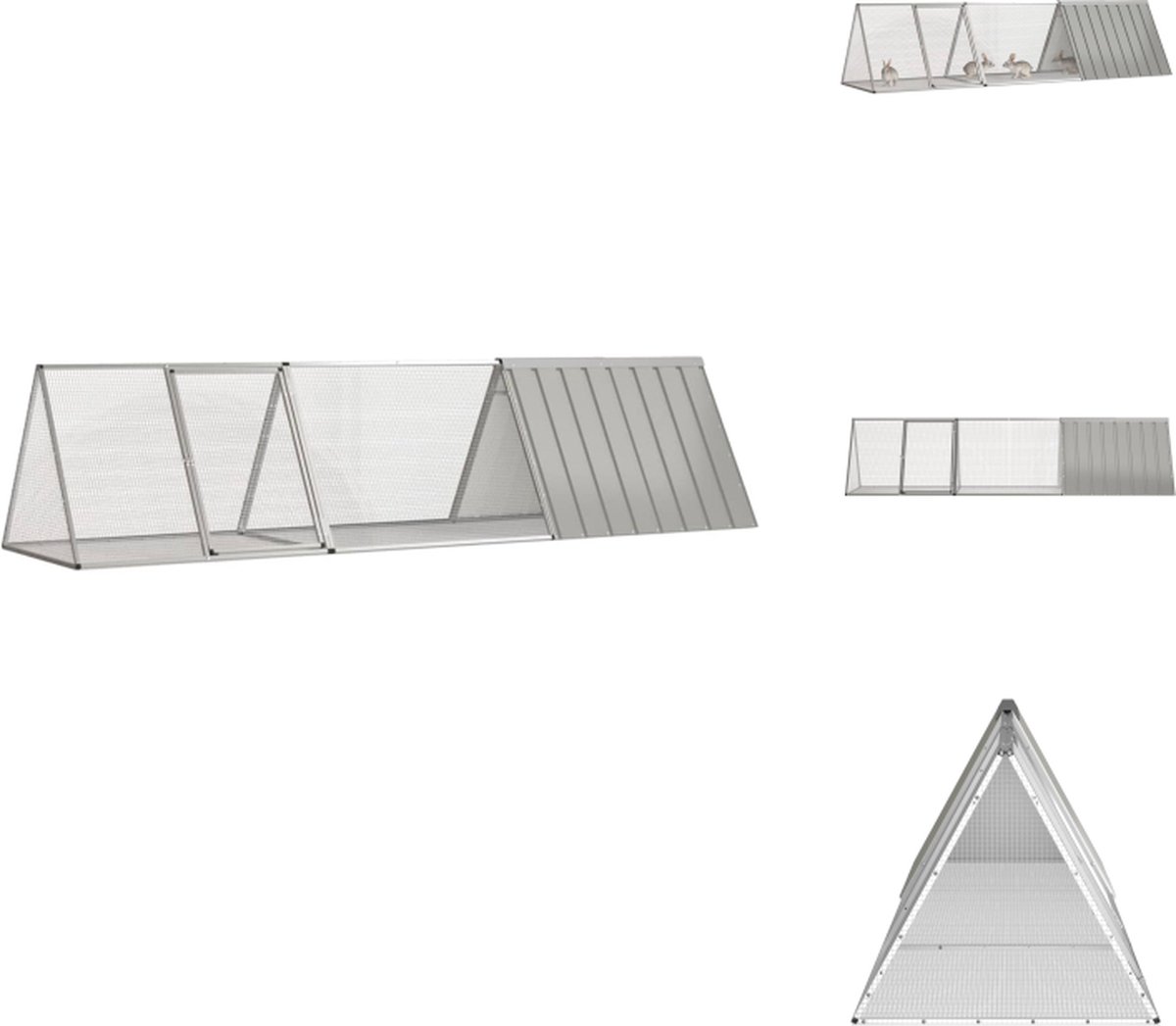 vidaXL Konijnenhok – Gegalvaniseerd staal – 302.5 x 80.5 x 71 cm – Uitbreidingskooi inbegrepen – Hok vidaXL Konijnenhok – Gegalvaniseerd staal – 302.5 x 80.5 x 71 cm – Uitbreidingskooi inbegrepen – Hok