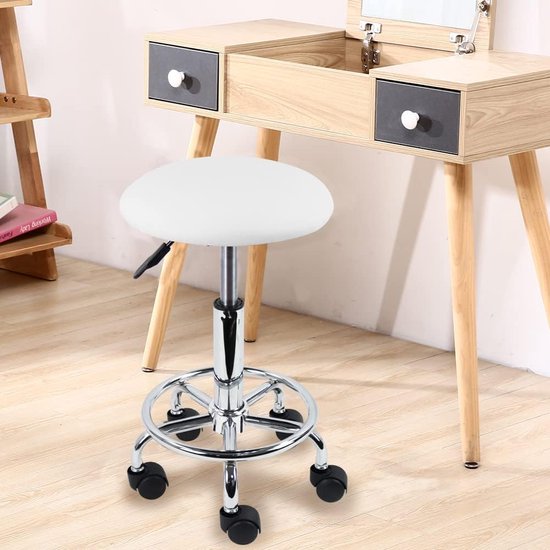 Jessar - Tabouret Tournant à Hauteur Réglable de la Collection Glamour, Ensemble de 2, Blanc