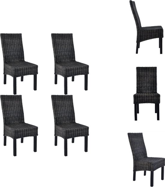 vidaXL Eetkamerstoelen Kubu Rattan - 46x61x93cm - Handgemaakt - Eetkamerstoel