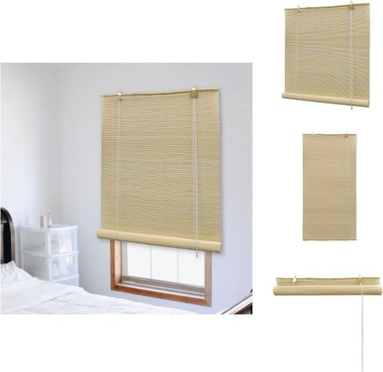 vidaXL Bamboe Rolgordijn - Naturel - 100 x 220 cm - Privacy met filterend licht - Eenvoudige reiniging - Makkelijke installatie - Inclusief 1 rolgordijn - Rolgordijn