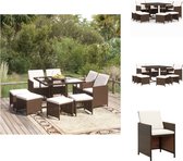 vidaXL Eethoek PE-rattan - 109 x 107 x 74 cm - Bruin - Geschikt voor buiten - Tuinset