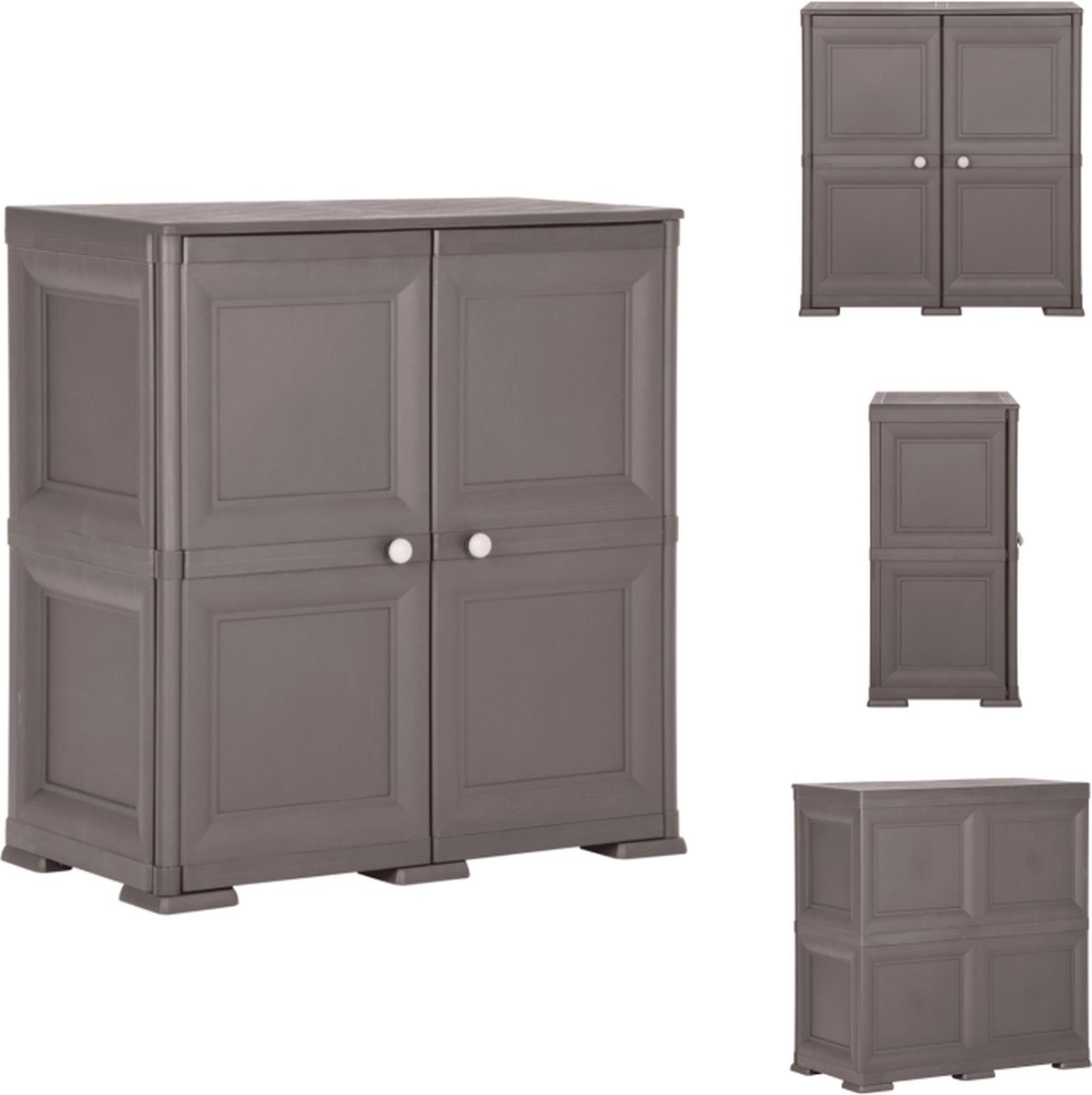 VidaXL Opbergkast Kunststof 79 x 43 x 85.5 cm Grijs Met 2 deuren Draagvermogen 30 kg Kast