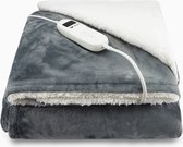 Rockerz Elektrische deken - Warmtedeken - Dé musthave voor de koude dagen - Elektrische bovendeken - XL formaat (200 x 180 cm) - 2 persoons -Kleur: Lichtgrijs - 9 warmtestanden - Automatisch uitschakelen tot 3 uur - Energiezuinig - XL snoer - Wasbaar