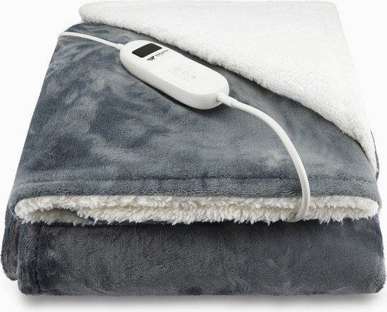 Rockerz Elektrische deken - Warmtedeken -Elektrische bovendeken - XL formaat (200 x 180 cm) - 2 persoons - Kleur: Lichtgrijs