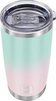 Insulated Stainless Steel Mug Coffee Mug Double Wall Vacuum Proof Leakproof Travel Coffee Mug Powder Coated Water Cup (Green-Pink Gradient, 1 Pack)