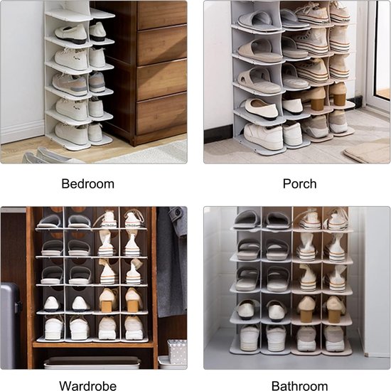 Doe-het-zelf smal/breed schoenenrek staand rek organizer - wit - laarzen pantoffels