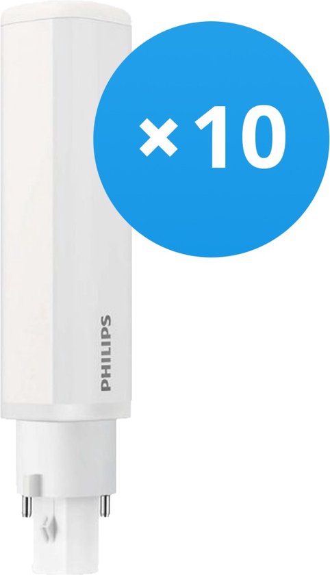 Voordeelpak 10x Philips CorePro PL-C LED 6.5W 840 | Koel Wit - 2-Pin - Vervangt 18W
