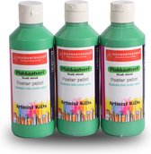 3-Delige Set Groene Plakkaatverf (250 ml per Fles) | Ideaal voor Kunst, Onderwijs en Knutselprojecten | Waterbasis & Kindvriendelijk