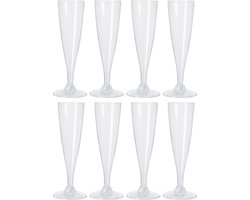 EH Prosecco/champagneglazen - 16x - transparant - kunststof - 130 ml - herbruikbaar