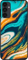 Smartphonica Phone Case pour Samsung Galaxy A34 5G aspect marbre - Coque arrière en marbre - Vert / TPU / Back Cover adapté pour Samsung Galaxy A34 5G
