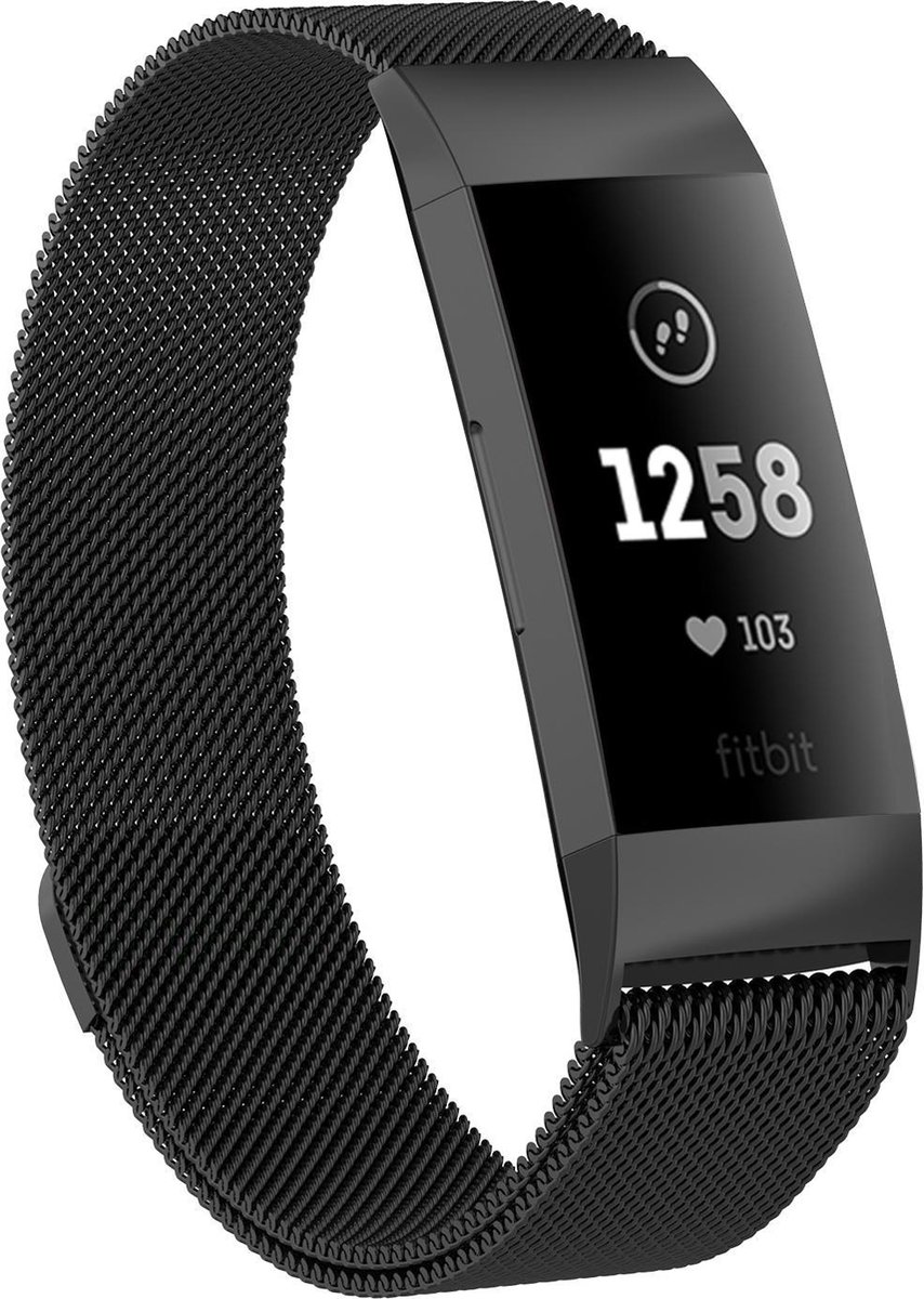 Milanees bandje - Fitbit Charge 3 & Charge 4 Bandje - Zwart