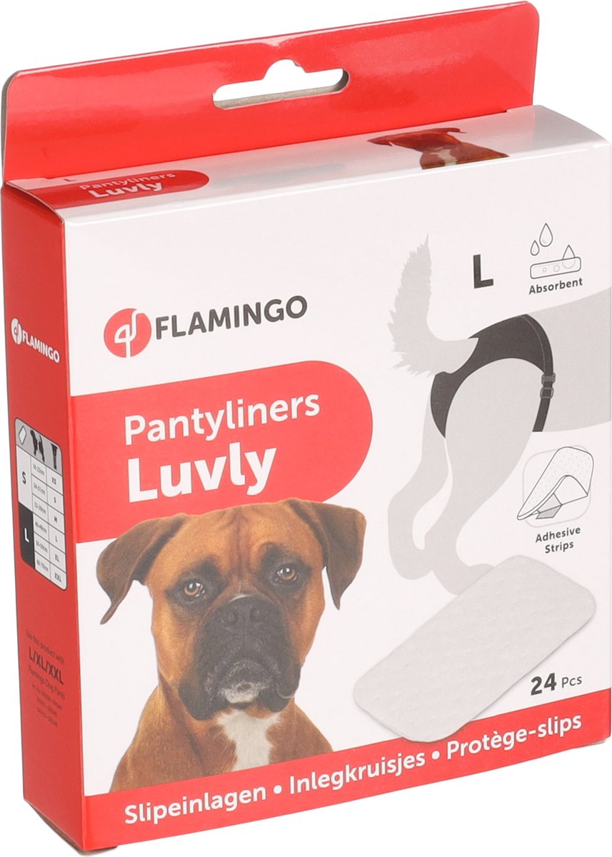 Inlegkruisje hond – Loopsheidbroekje hond – Flamingo Luvly Wit L – 24 stuks – voor loopsheid & comfort