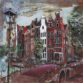 Schilderij - Metaalschilderij - Amsterdamse Grachten, 100x100