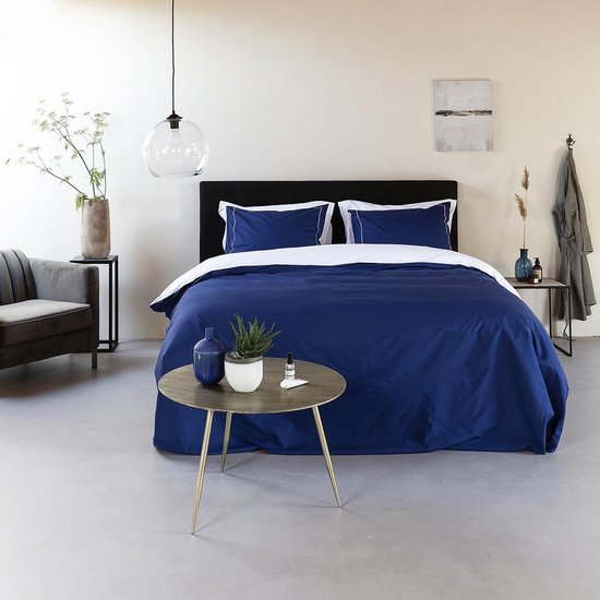 Presence Litsjumeaux Dekbedovertrek Egyptisch Katoen Double Face Marine/Wit... bol