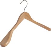 De Kledinghanger Gigant - 2 x Mantel / kostuumhanger lotushout naturel gelakt met schouderverbreding, 45 cm