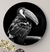 HIP ORGNL Schilderij Tucan -Toekan vogel - ⌀60cm - Wandcirkel dieren - Zwart wit