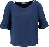 Signe nature kort polyester structure shirt blauw - Maat 38