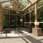8-delige Loungeset met kussens poly rattan grijs