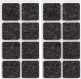 16x Zwarte vierkante meubelviltjes/antislip noppen 2,5 cm - Beschermviltjes - Stoelviltjes - Vloerbeschermers - Meubelvilt - Viltglijders