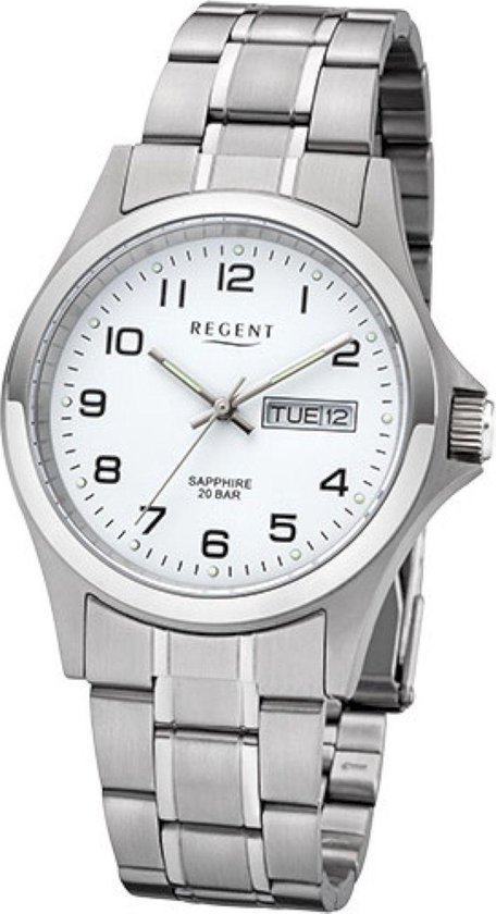 REGENT Men's analog Shioj. VJ32 watch with leather bracelet 1110807, silver-black, Straps. : Regent
