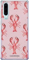 Huawei P30 hoesje siliconen - Lobster all the way | Huawei P30 case | Roze | TPU backcover transparant