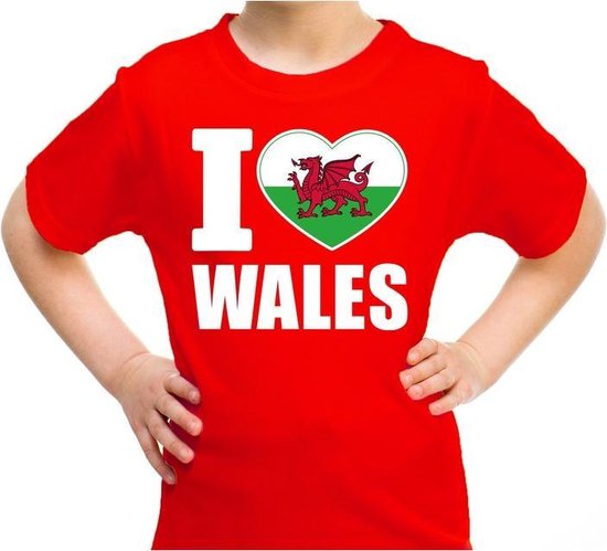 I love Wales t-shirt rood voor kids - Verenigd Koninkrijk landen shirt - supporters kleding 110/116