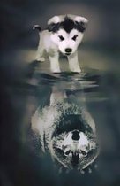 Dielay - Diamond Painting Pakket - Wolf - 40x30 cm - Complete Set - Volledige Bedekking - Ronde Steentjes