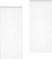 Relaxdays draadgordijn wit - deurgordijn - 250 cm - gordijn van draad - roomdivider - Pak van 2 90x245cm