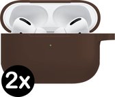 Hoes Voor Apple AirPods Pro Case Siliconen Hoesje - Bruin - 2 PACK