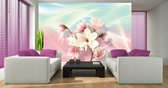 Flowers Abstract Design Pink Photo Wallcovering