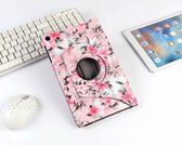 P.C.K. Boekhoesje/Bookcover/Case draaibaar hoesje lichtroze met roze bloemen print geschikt voor Samsung Galaxy TAB A T510 (2019) MET GLASFOLIE/TEMPEREDD GLASS