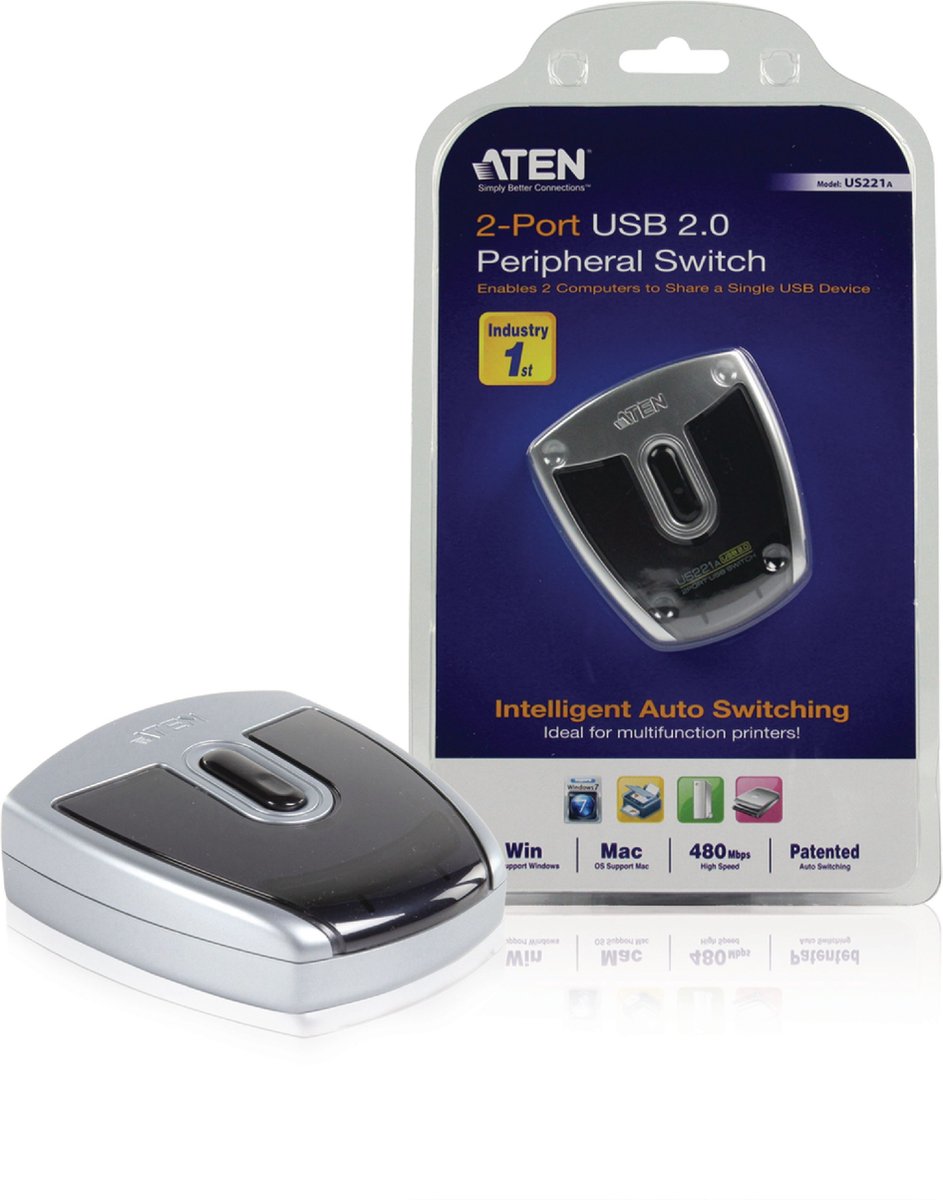 ATEN 2-poorts USB 2.0 peripheral schakelaar
