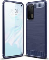 Huawei P40 Geborsteld TPU Hoesje Blauw