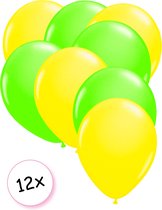 Ballonnen Neon Geel & Neon Groen 12 stuks 25 cm