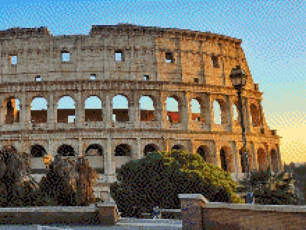 MyHobby Borduurpakket – Colosseum Rome 40×30 cm - Aida borduurstof 5,5 kruisjes/cm (14 count) - Telpatroon - Borduurgaren - Borduurnaald - Handleiding - Voor Beginners & Gevorderden - Complete borduurset
