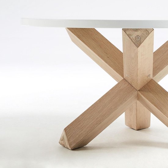 Kave Home Salontafel Lotus 65 Cm Wit Gelakt MDF Met Massief Eiken Kave Home Salontafel Lotus 65 Cm Wit Gelakt MDF Met Massief Eiken