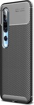 Xiaomi Mi 10 (Pro) Siliconen Carbon Hoesje Zwart