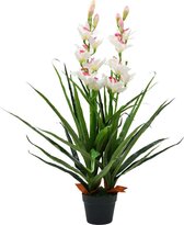 Kunstplant met pot cymbidium orchidee 100 cm groen