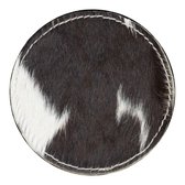 Onderzetter koehuid rond zwart/wit (set of 4)