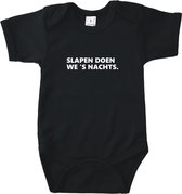 Rompertjes baby met tekst - Slapen doen we 's nachts - Romper zwart - Maat 50/56