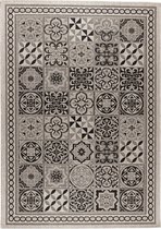 Ikado  Modern tapijt met tegel dessin, zilver en zwart  160 x 230 cm