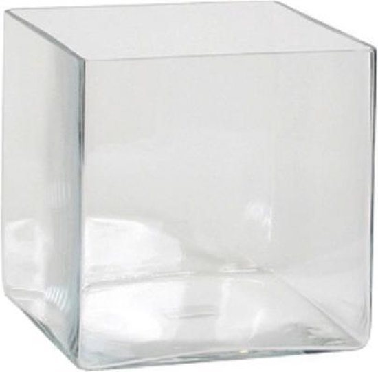 Slaapzaal gegevens straal Lage vierkante vaas transparant glas 20 x 20 x 20 cm - Accubak - Glazen  vazen -... | bol.com